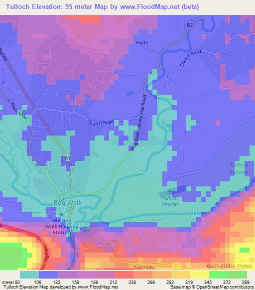 Tulloch,Jamaica Elevation Map
