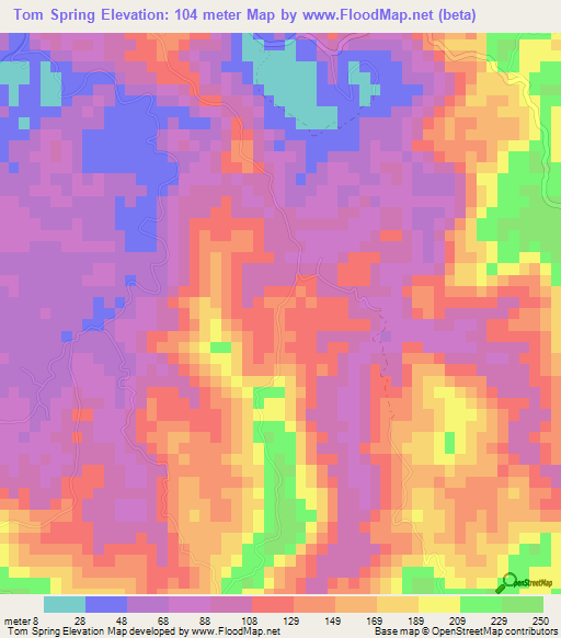 Tom Spring,Jamaica Elevation Map