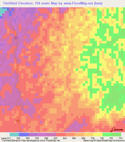Titchfield,Jamaica Elevation Map