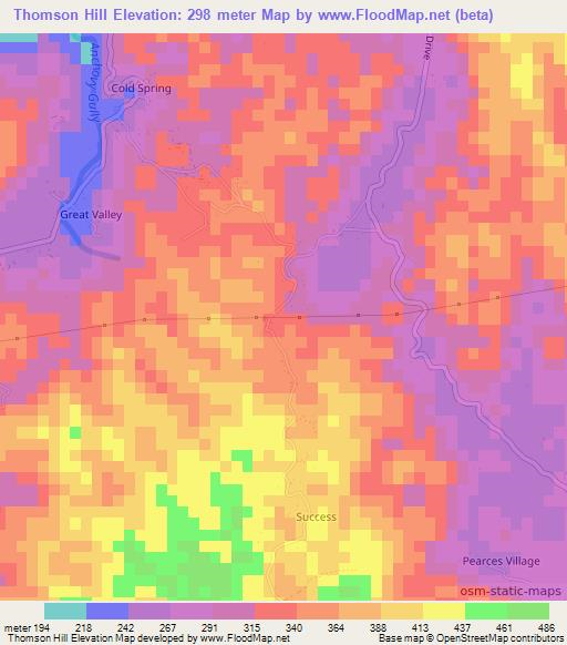 Thomson Hill,Jamaica Elevation Map