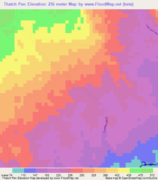 Thatch Pen,Jamaica Elevation Map