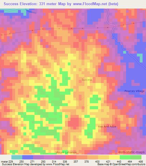 Success,Jamaica Elevation Map