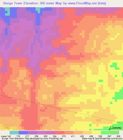 Sturge Town,Jamaica Elevation Map