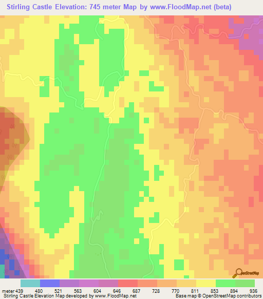 Stirling Castle,Jamaica Elevation Map
