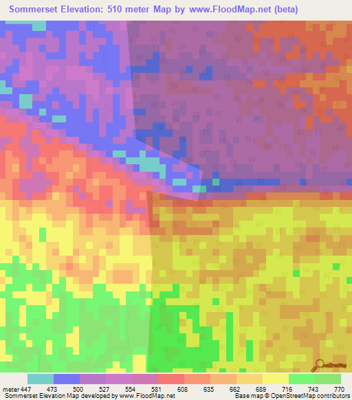 Sommerset,Jamaica Elevation Map