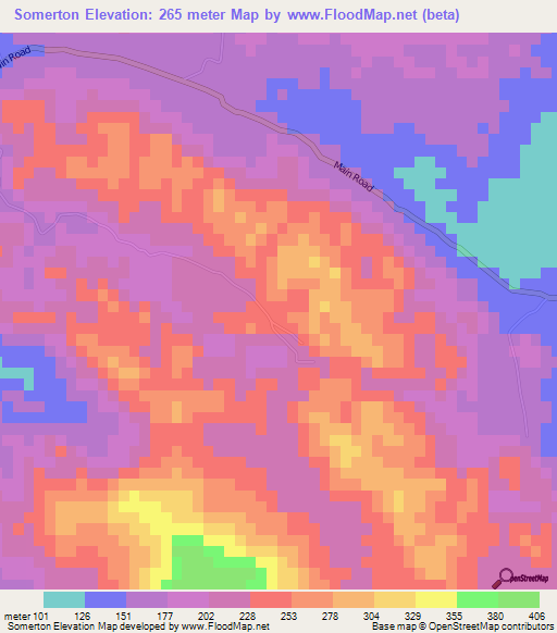 Somerton,Jamaica Elevation Map