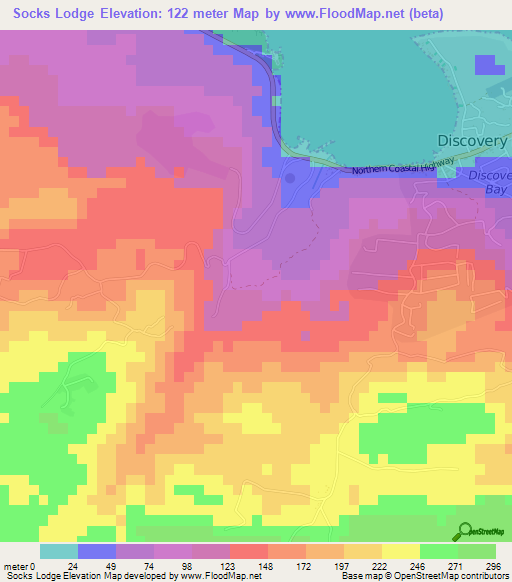 Socks Lodge,Jamaica Elevation Map