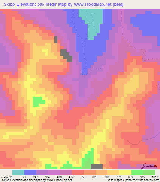 Skibo,Jamaica Elevation Map