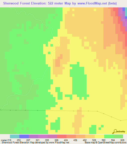 Sherwood Forest,Jamaica Elevation Map
