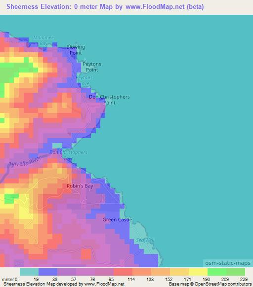 Sheerness,Jamaica Elevation Map