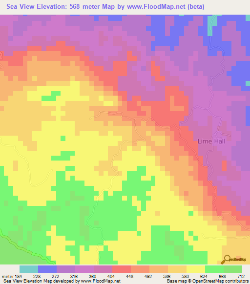 Sea View,Jamaica Elevation Map
