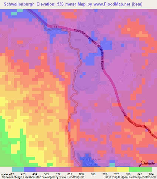 Schwallenburgh,Jamaica Elevation Map