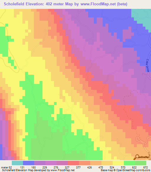 Scholefield,Jamaica Elevation Map