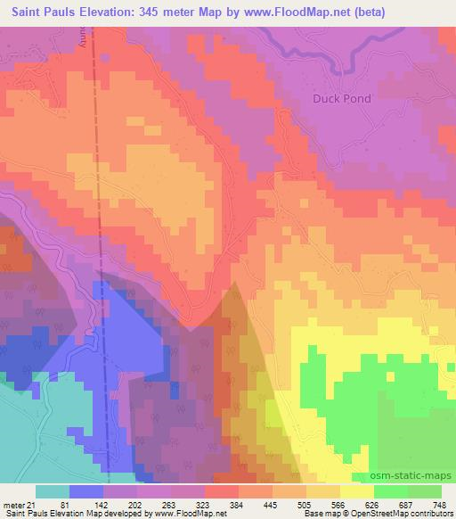 Saint Pauls,Jamaica Elevation Map