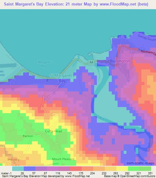 Saint Margaret's Bay,Jamaica Elevation Map