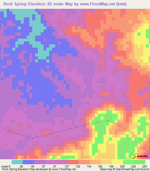 Rock Spring,Jamaica Elevation Map