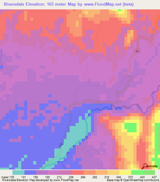 Riversdale,Jamaica Elevation Map