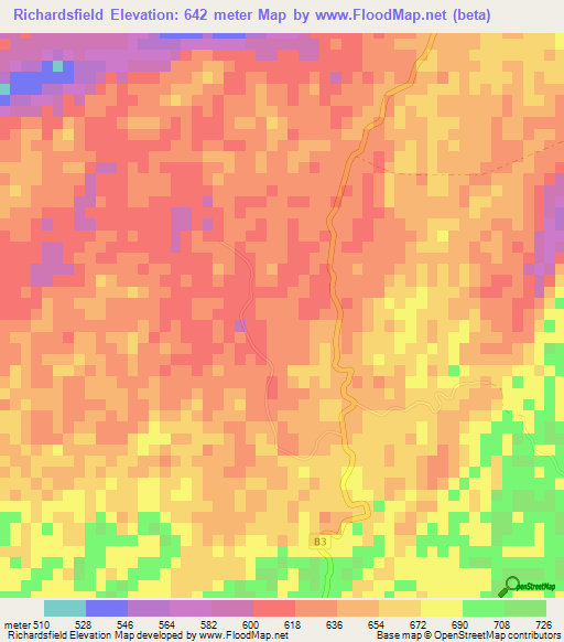 Richardsfield,Jamaica Elevation Map