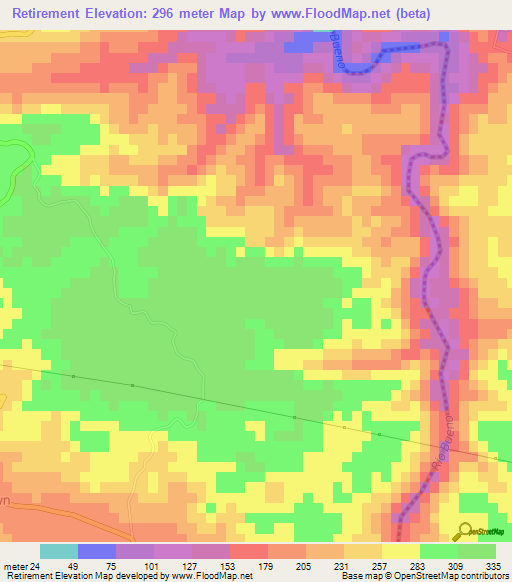 Retirement,Jamaica Elevation Map