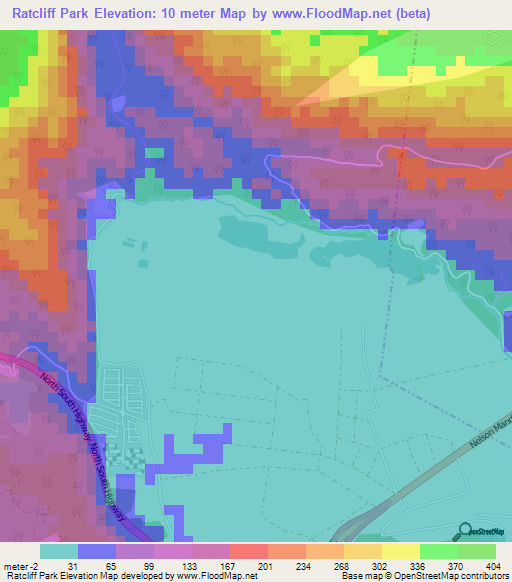 Ratcliff Park,Jamaica Elevation Map