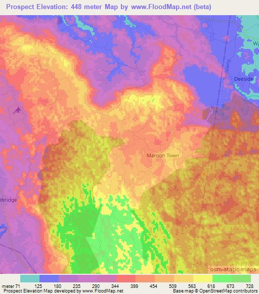 Prospect,Jamaica Elevation Map