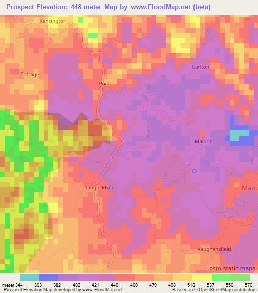 Prospect,Jamaica Elevation Map