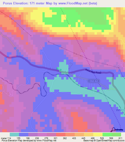 Porus,Jamaica Elevation Map