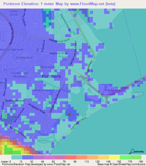 Portmore,Jamaica Elevation Map