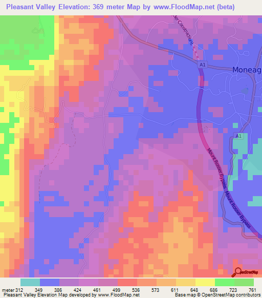 Pleasant Valley,Jamaica Elevation Map
