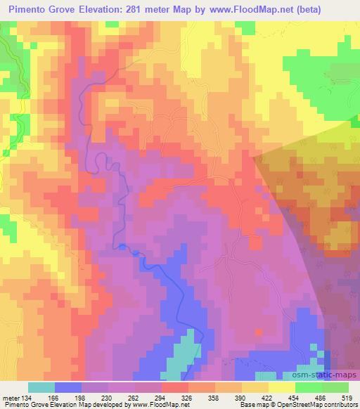 Pimento Grove,Jamaica Elevation Map