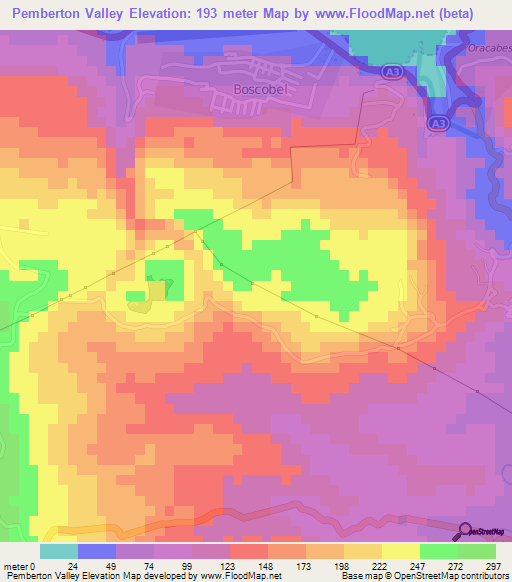 Pemberton Valley,Jamaica Elevation Map