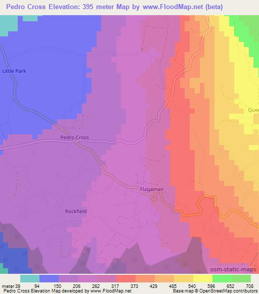 Pedro Cross,Jamaica Elevation Map