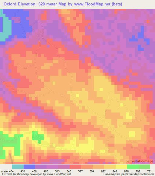 Oxford,Jamaica Elevation Map