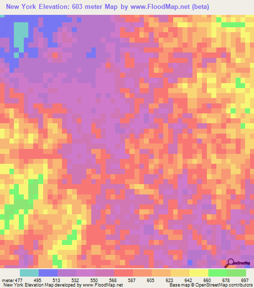 New York,Jamaica Elevation Map