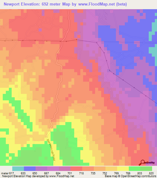 Newport,Jamaica Elevation Map