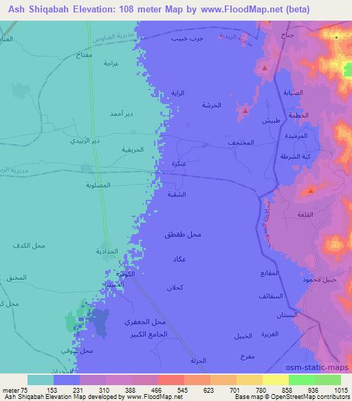 Ash Shiqabah,Yemen Elevation Map