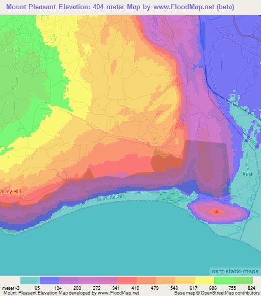 Mount Pleasant,Jamaica Elevation Map