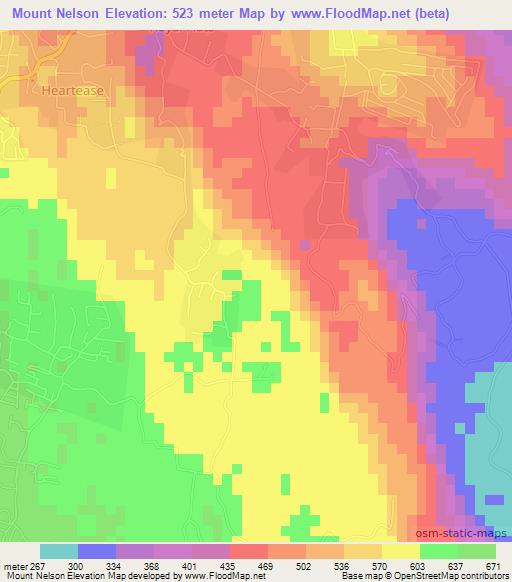 Mount Nelson,Jamaica Elevation Map