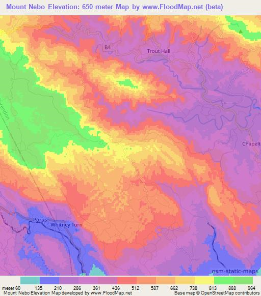 Mount Nebo,Jamaica Elevation Map