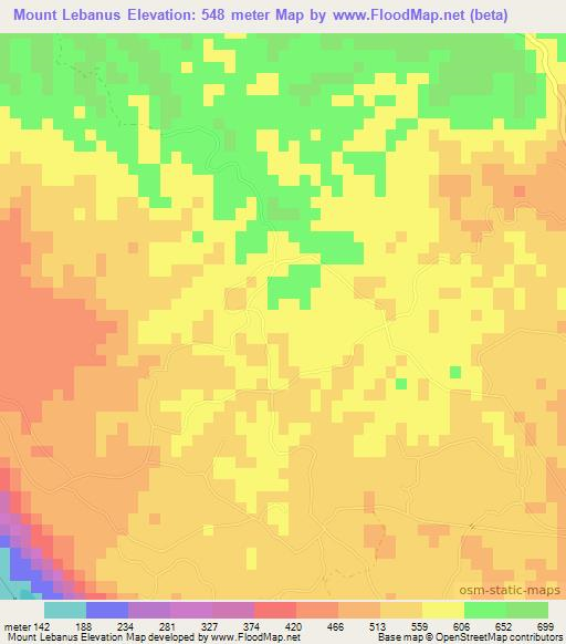 Mount Lebanus,Jamaica Elevation Map