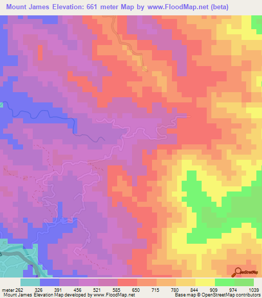 Mount James,Jamaica Elevation Map