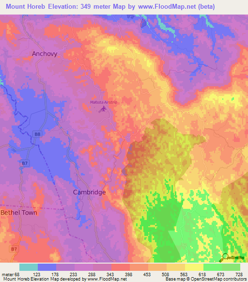 Mount Horeb,Jamaica Elevation Map