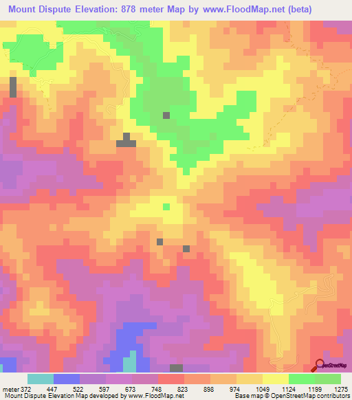 Mount Dispute,Jamaica Elevation Map