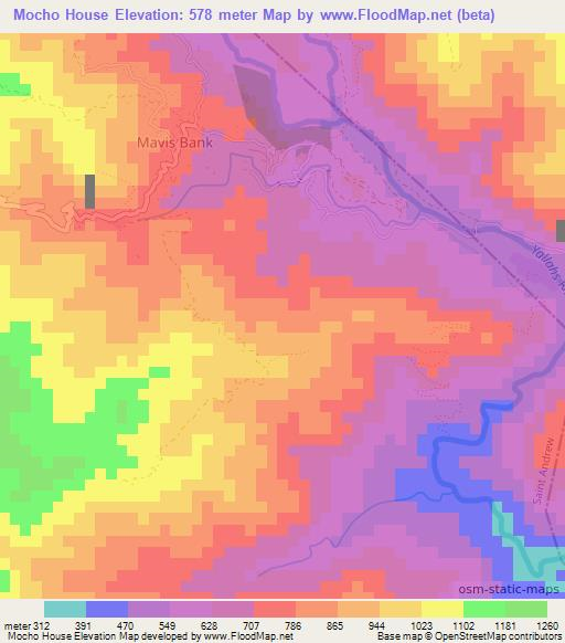 Mocho House,Jamaica Elevation Map