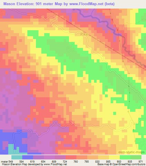 Mason,Jamaica Elevation Map