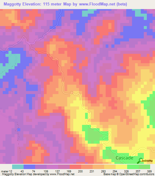 Maggotty,Jamaica Elevation Map