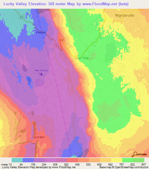 Lucky Valley,Jamaica Elevation Map