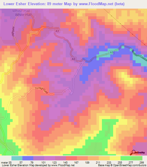 Lower Esher,Jamaica Elevation Map