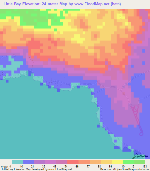 Elevation of Little Bay,Jamaica Elevation Map, Topography, Contour