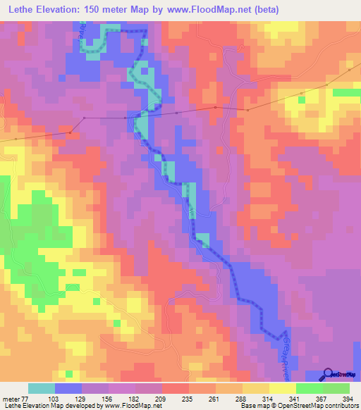 Lethe,Jamaica Elevation Map